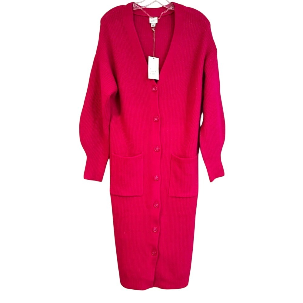 A New Day Target Button Up Sweater Dress Women's Small Fuchsia Casual Y2K Career - Picture 4 of 11